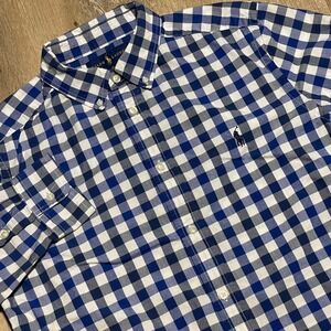 Ralph Lauren Boys‎ XL Blue White Checkered Button Down Shirt Pony